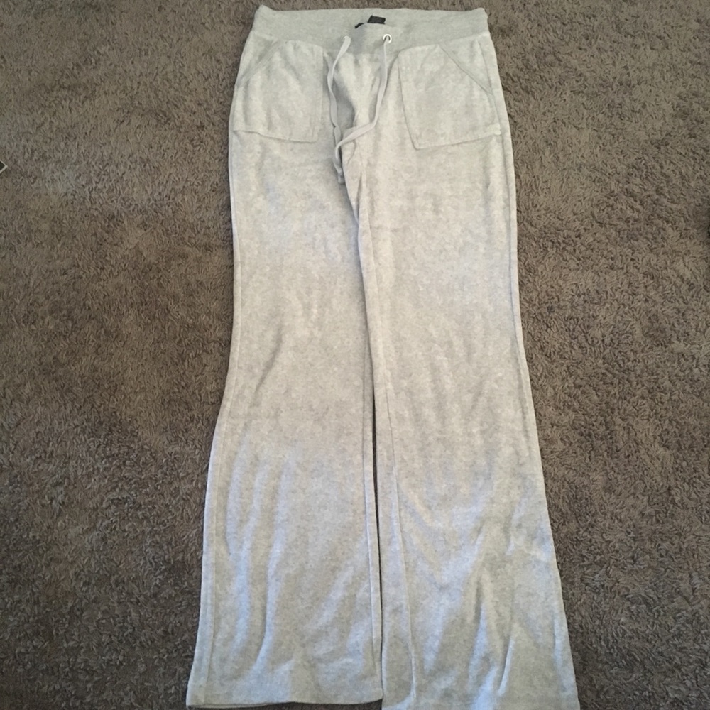 Gray velour track pants